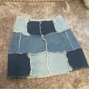 Princess Polly Blue Patchwork A-Line Mini Skirt